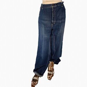 Vintage Barel Leg Jeans, 16 inch waist, Hand Stitched Waist to be Made Smaller